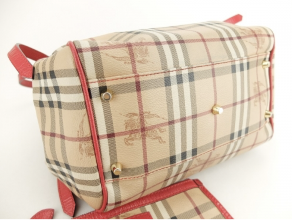 PB6010 Burberry Small Haymarket Centerbury Tote (Red)